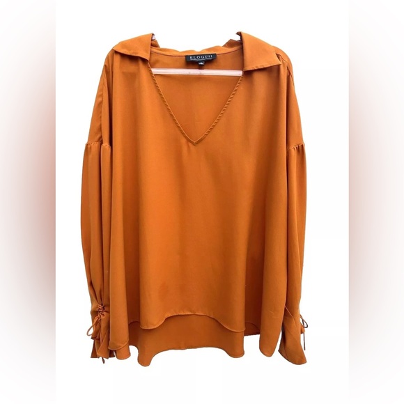 Eloquii Tops - Eloquii blouse sz 20 women’s rust orange long sleeve v neck top dressy classy
